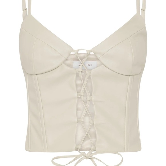 MESHKI MESHKI
Alaia
Lace Up Corset Pu Top - Wheat - Picture 11 of 15